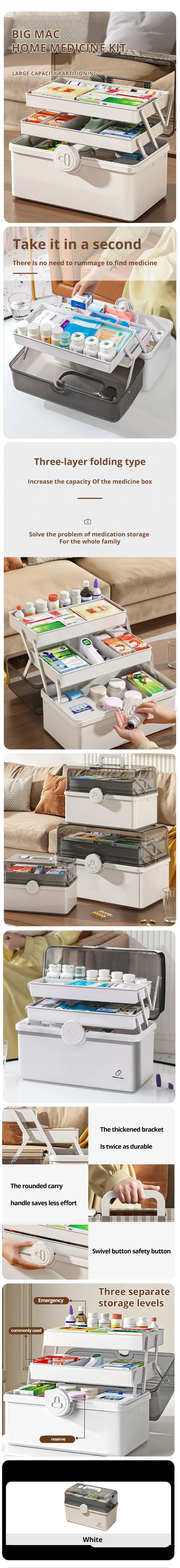 1pc White Large Capacity Medicine Box For Home Medicine Storage Multi Layer Classification Home Medicine Box