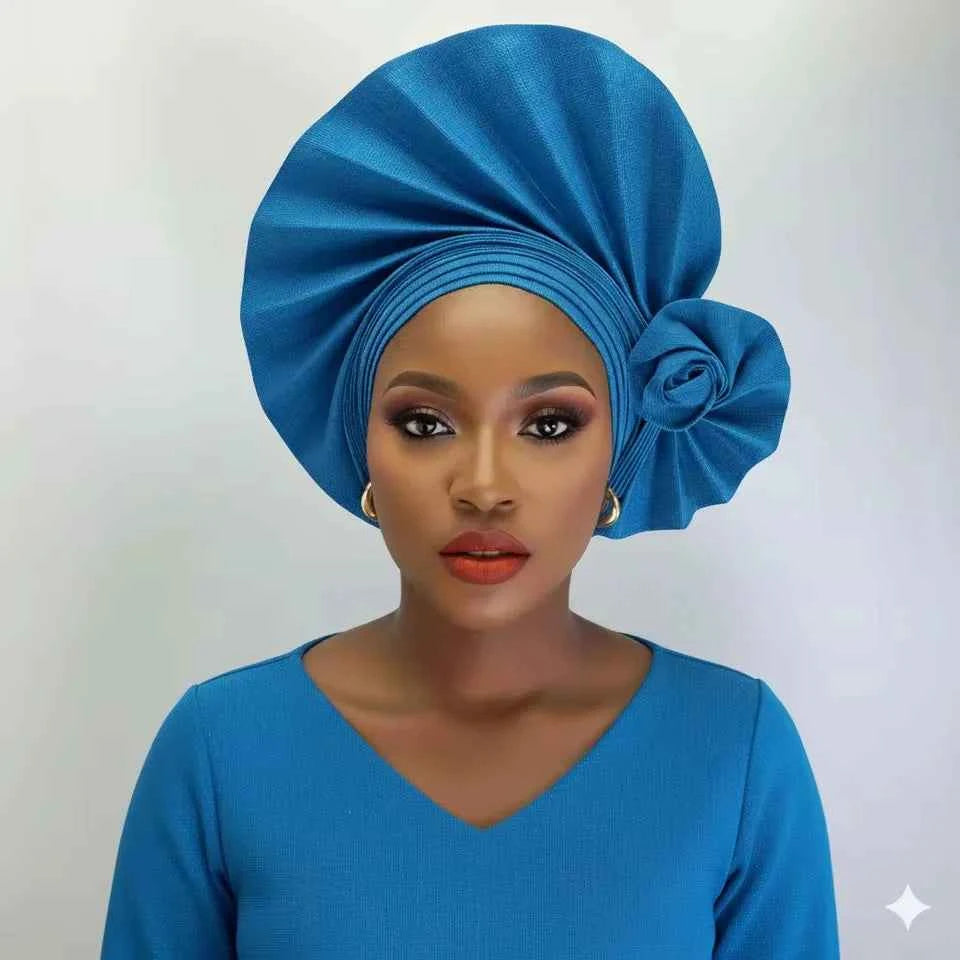 New African Headtie Turban – Auto Gele Head Wrap for Women’s Weddings & Parties