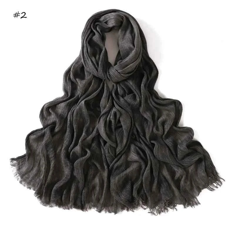 Plain Turbans Tie Dyed Rayon Hijab Scarf Thin Ramadan Ombre Wrap Elastic Shawls High Quality Foulards Muslim Head Snood 180*70Cm