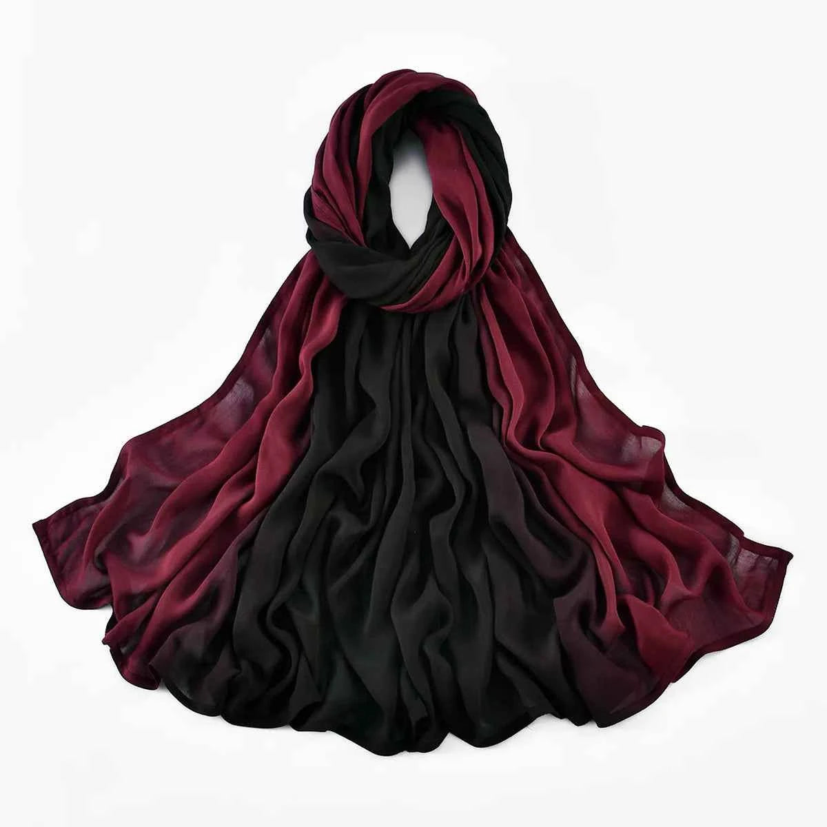Big Size Gradient Women Cotton Rayon Crease Hijab Scarf Woman Long Wraps and Shawls Musulman Headband Islamic Turban