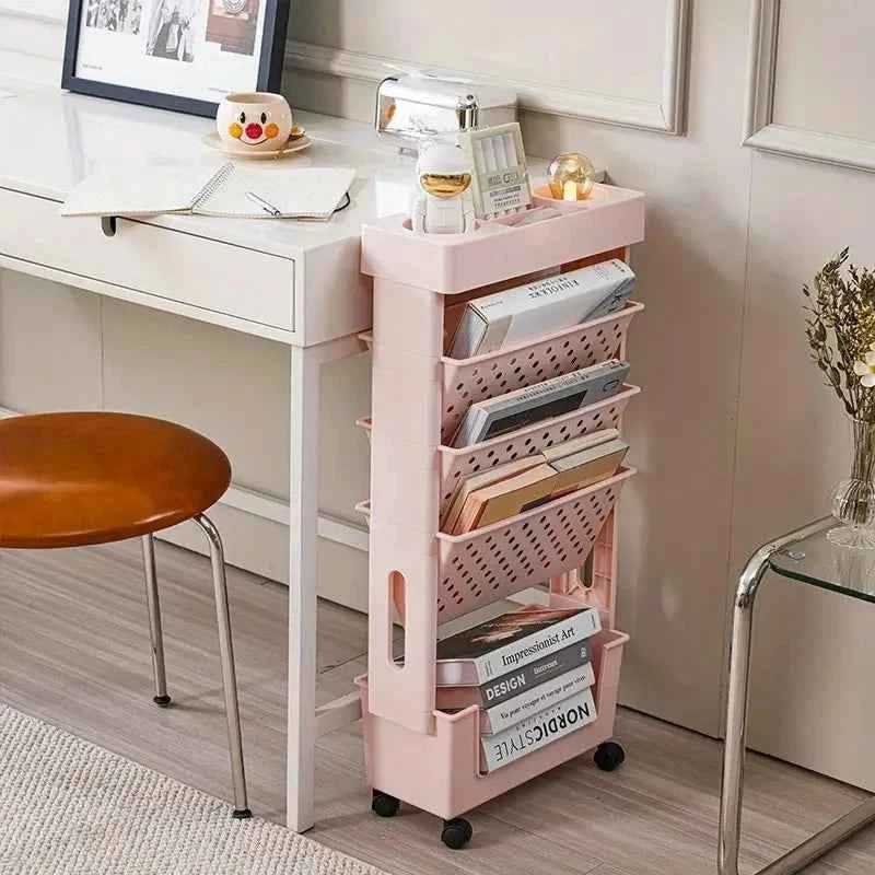 Movable Multi-layer Book Organizer Magazine Rack Storage Desk Stand for Books Stationery Accessories Office School Supplies