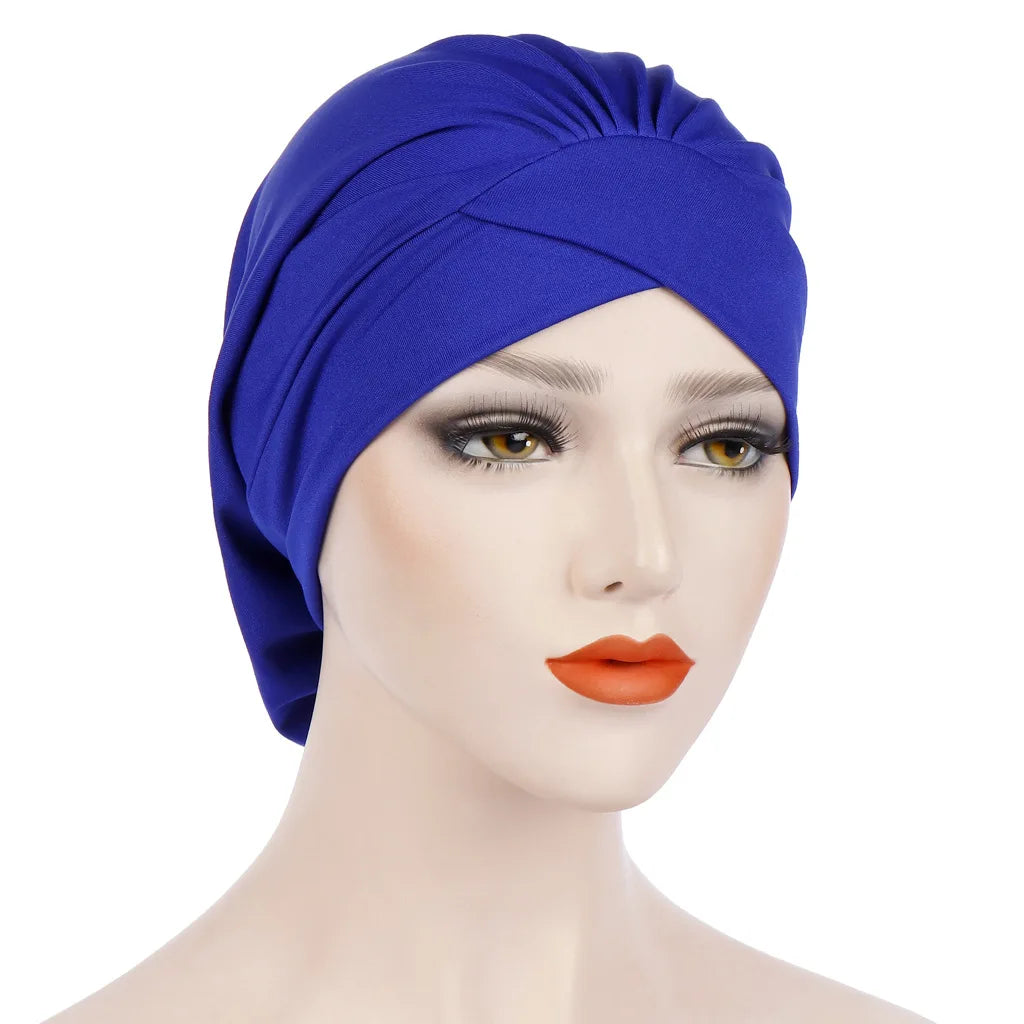 1PC New Women Elastic Turban Hat Muslim Hijab Islamic Beads Cancer Chemo Cap Ladies Hijab Stretch Head Wrap Head Scarf Hair Loss - NamafadStore