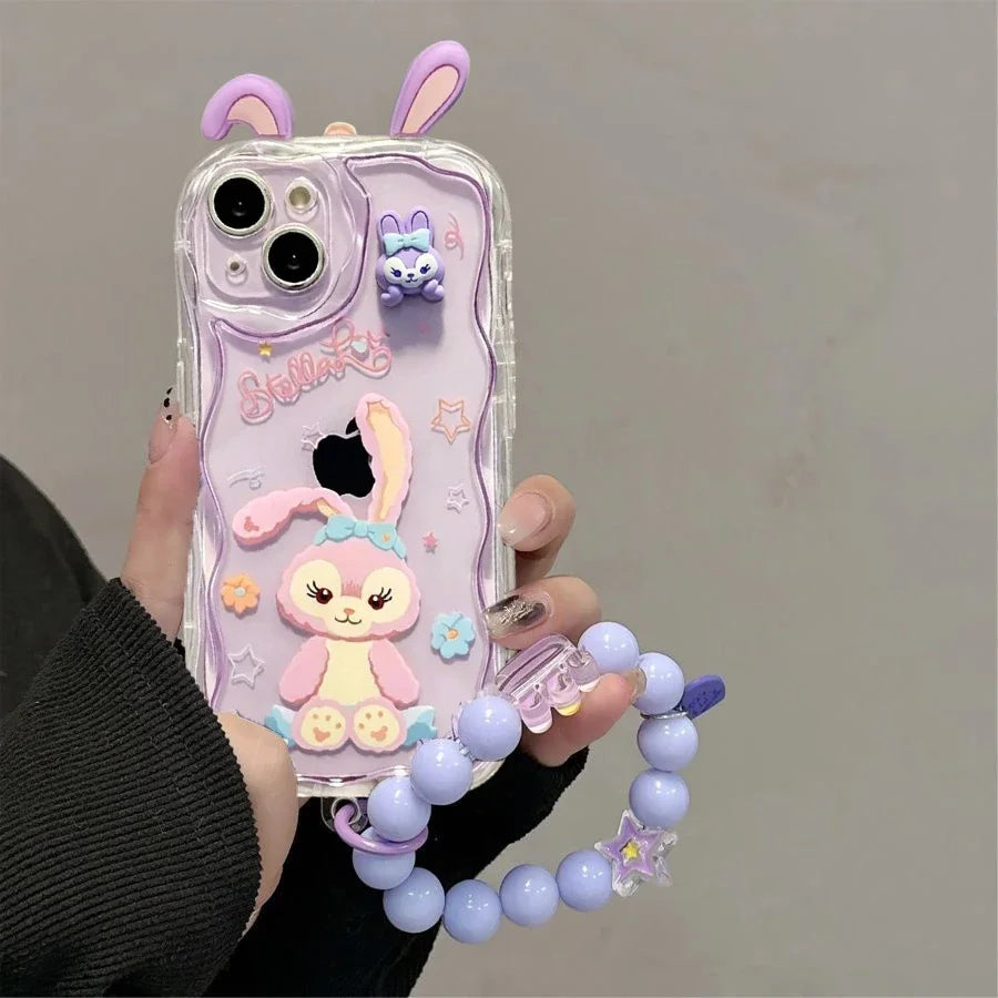 Adorable LinaBell StellaLou Chain Cover For Iphone 17 Pro Max 17 Air 16 15 14 13 12 11 Pro Max Plus 12 mini 3D Ear Disney Case