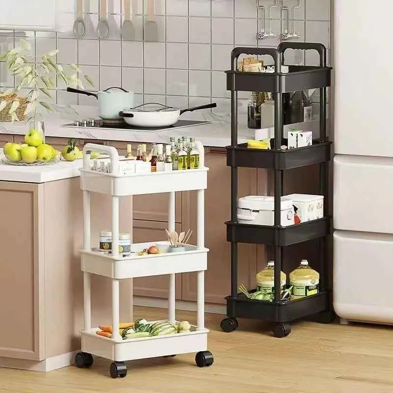 Multi-functional Kitchen Storage Shelf, Mobile Trolley, Floor-standing Multi-layer Storage Rack,for Snacks,Fruits and Vegetables