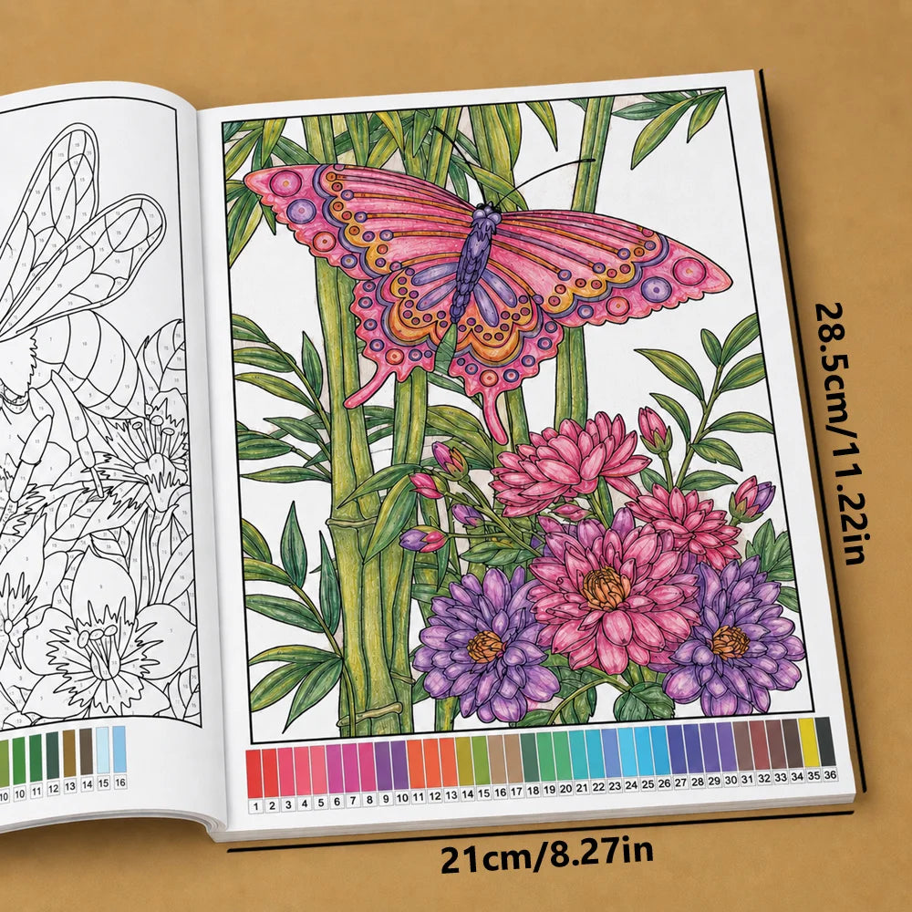 32-Page Color by Number Book for Adults – Mandala, Flower & Animal Coloring