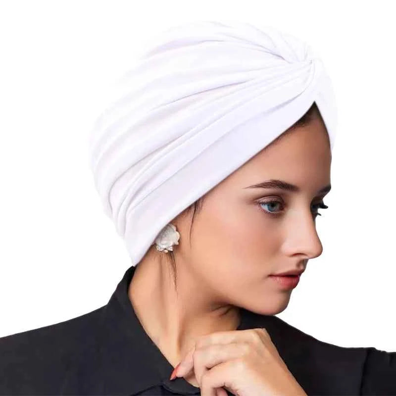 New Women's Stretchy Twist Pleasted Hair Wrap Turban Caps Muslim Cancer Chemo Beanie Cap Headwear Sleep Hat