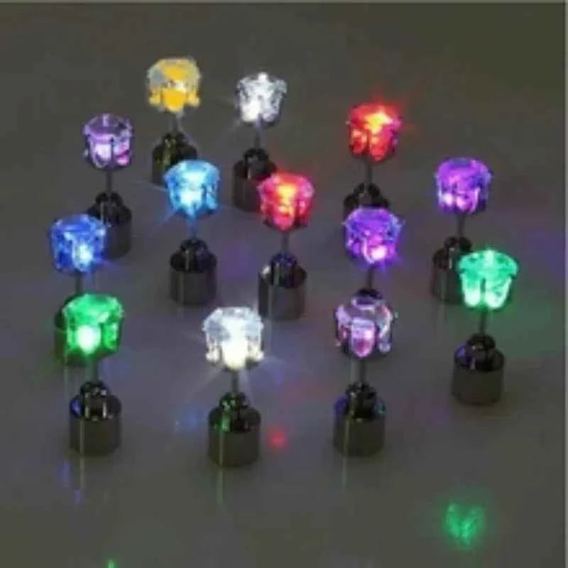 Unique Boys Girls LED Light Bling Studs Earrings Christmas Gift Halloween Party Night Earring Studs Fashion Jewelry