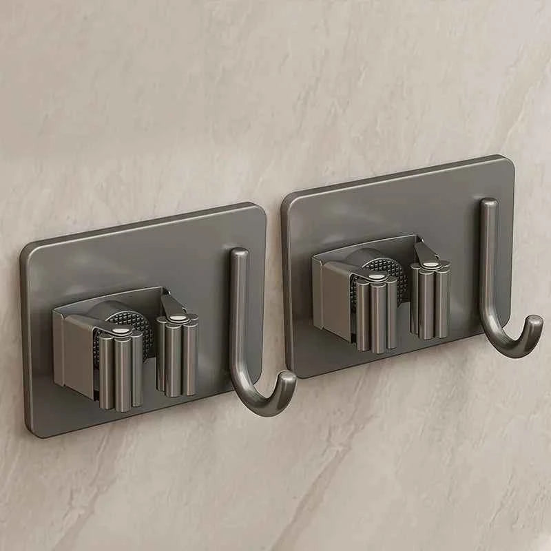 304 Stainless Steel Mop Holder Wall Mounted Adhesive Multi-Purpose Hooks Household Storage Organizer Rack Broom Hanger Stick