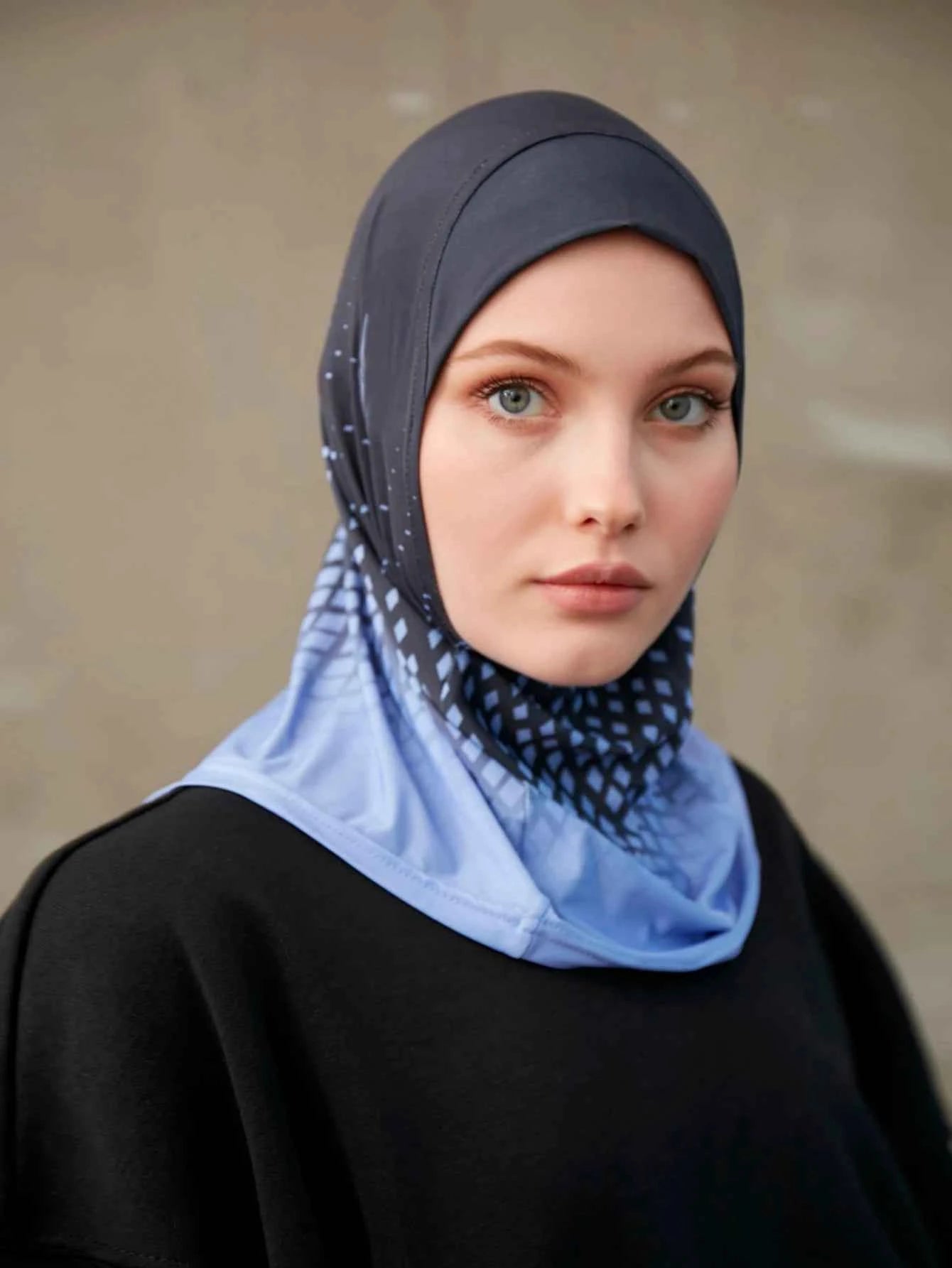 Sporty Inner Women's Hijabs Muslim Breathable Islamic Instant Turban For Ladies Geometric Printing Pattern Head Wrap Headband