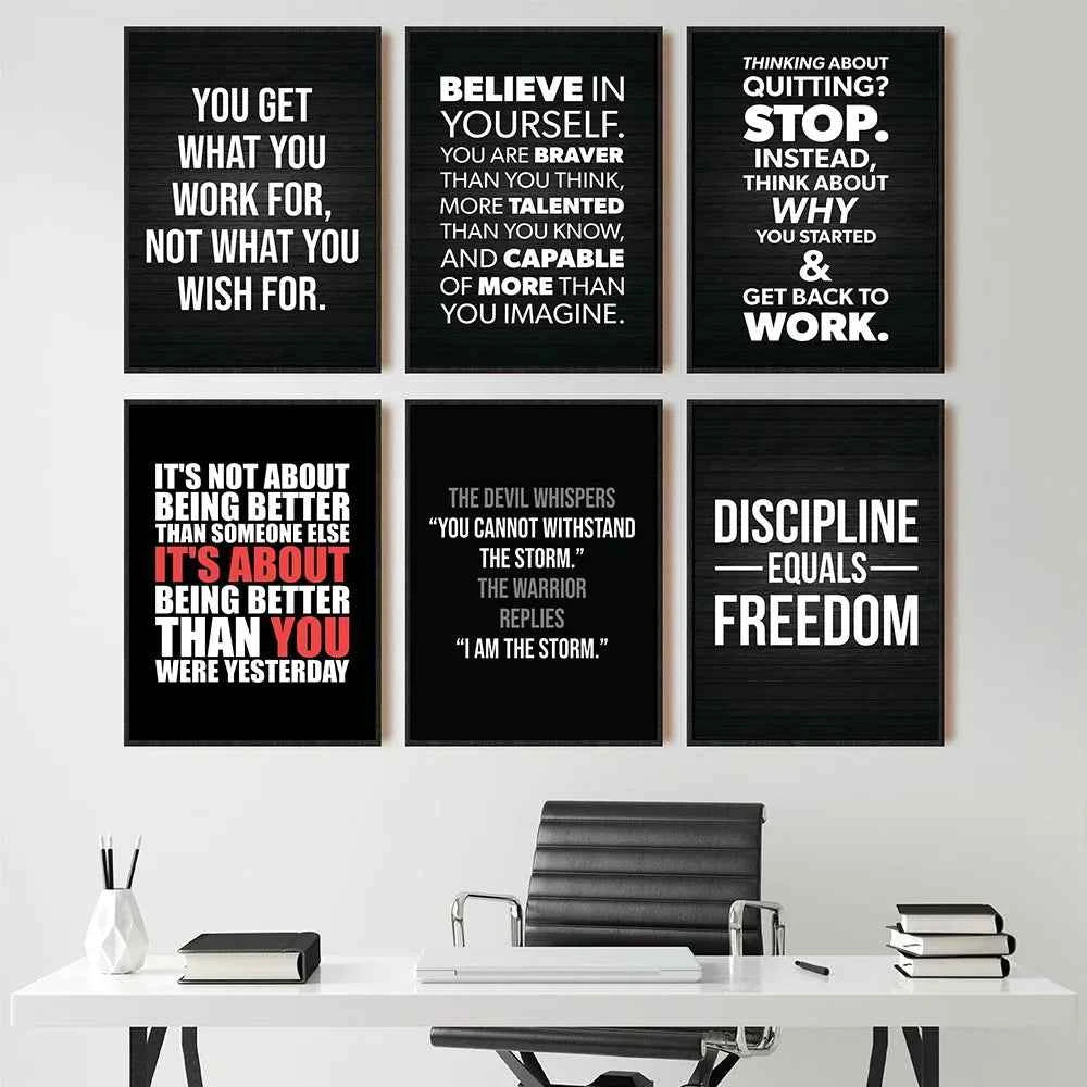 Office Decor Exercise Motivational Quote Minimalist Wall Art Print Canvas Painting Posters for Living Room Modern Home Decor