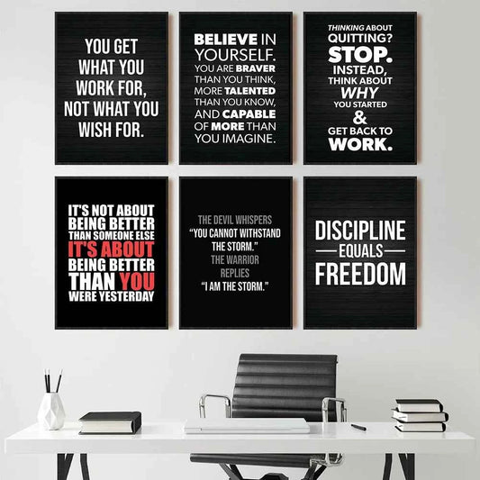 Office Decor Exercise Motivational Quote Minimalist Wall Art Print Canvas Painting Posters for Living Room Modern Home Decor