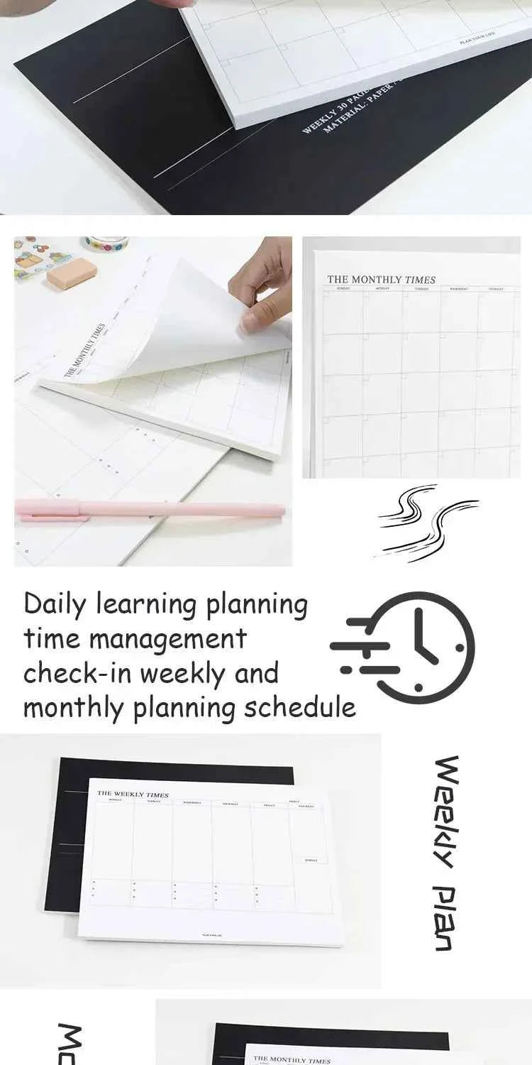 Weekly Planner Monthly Undated Agenda Notebook Schedules Study Planner Korean Stationery Office School Supplies