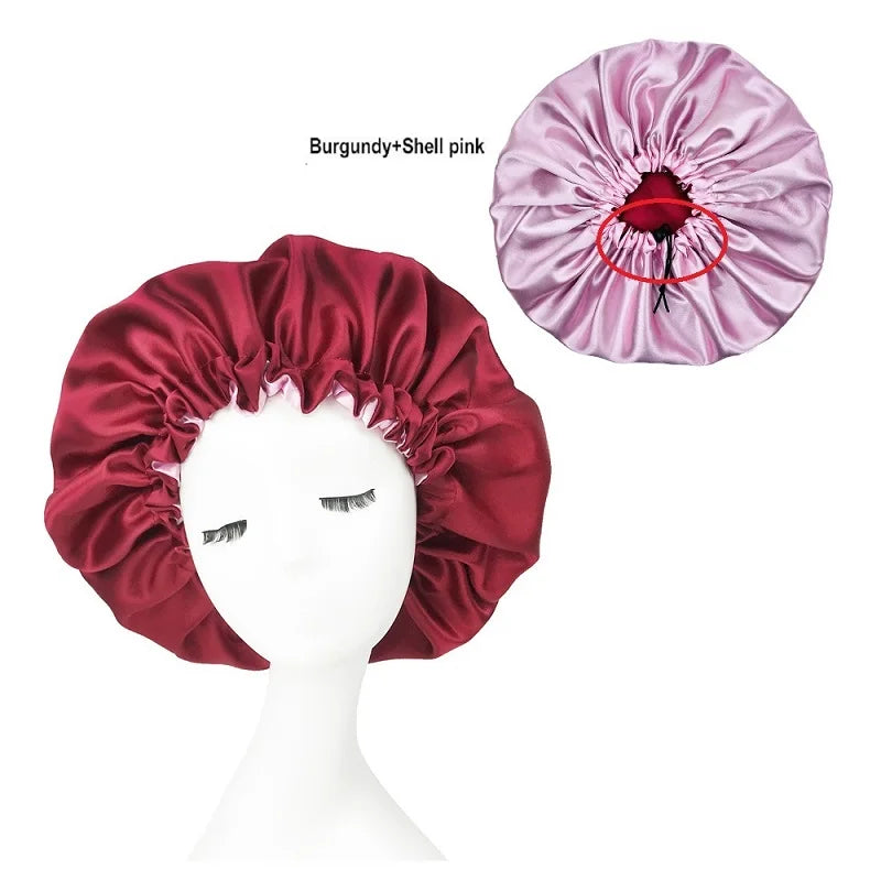 New Big Print Ankara Women Satin Bonnet Head Cover Silky Satin Elastic Sleep Cap Ladies Head Wrap Hat Hair Accessories Fashion - NamafadStore