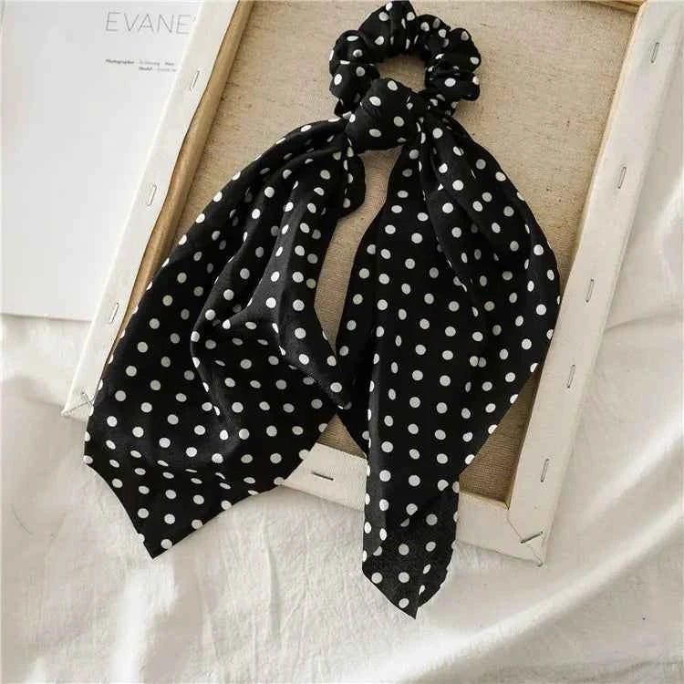 Fashion Leopard Print Bow Satin Long Ribbon Ponytail Scarf Hair Tie Scrunchies Women Girls Elastic Hair Bands Hair Accessories