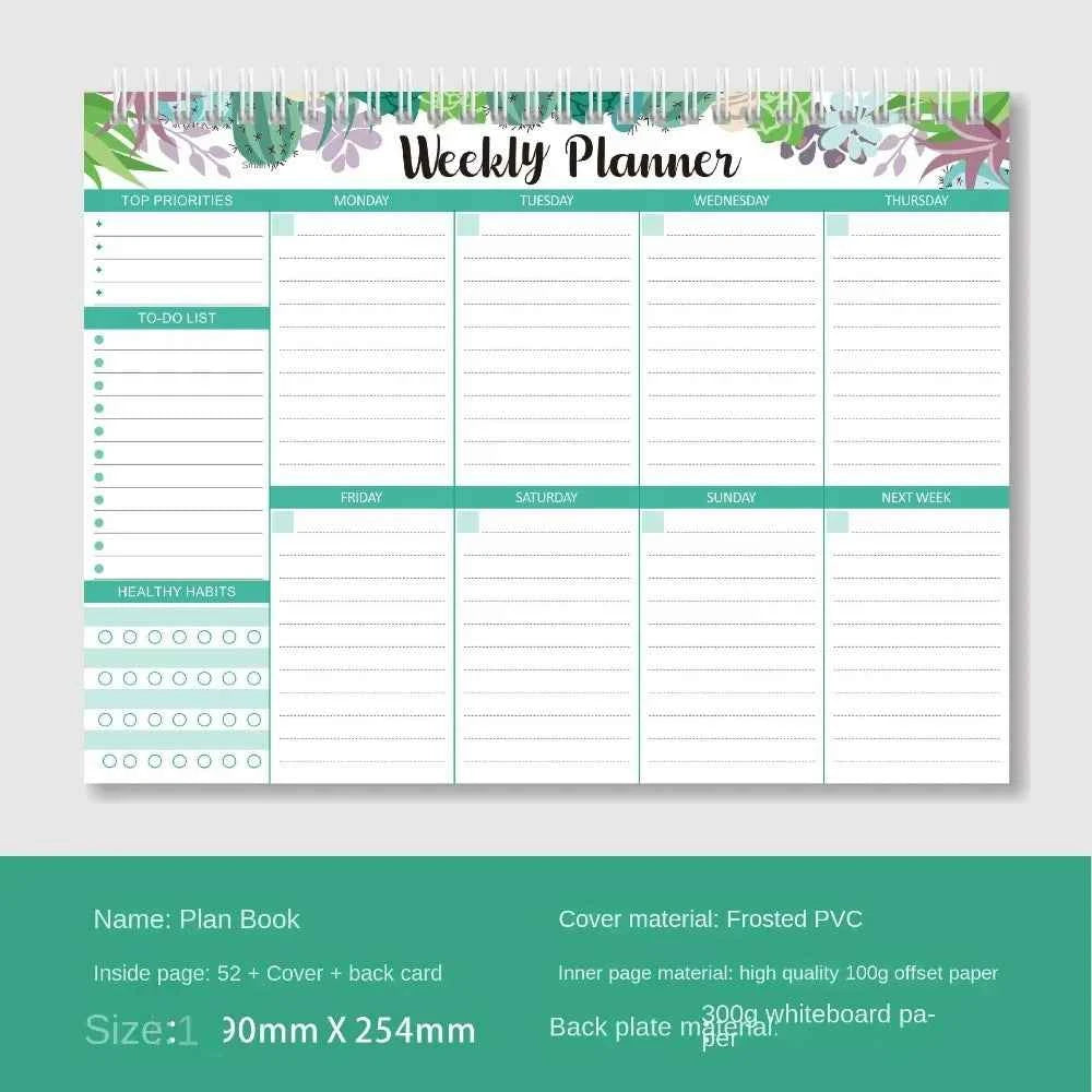 Wide To Do Planner Weekly Planning Notepad Schedules Stationery Weekly Meal Planner Pad Undated A5 Notebook Planner