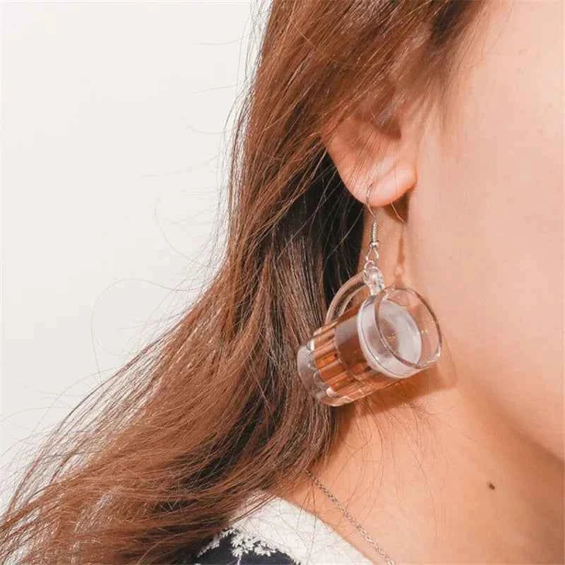 Summer Drink Drop Earrings for Women Sweet Ice Cream Bottle Pendants Dangle Earrings Girls Minimalist Party Jewelry Gifts