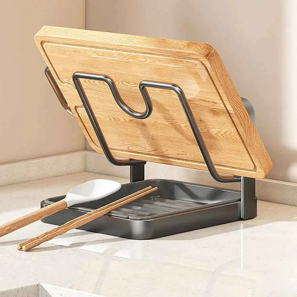 Double Layer Pot Lid Rack Non-slip Large Capacity Cutting Board Holder Draining Kitchen Storage Rack