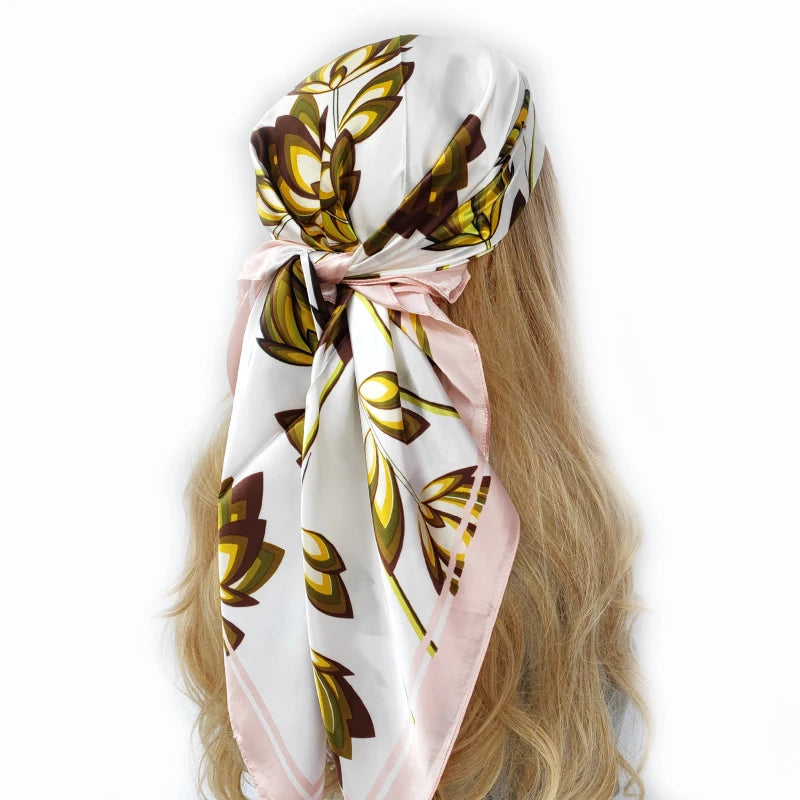 Luxury Brand Silk Scarf Fashion Foulard Satin Shawl Leopard 90*90cm Square Head Scarves Women Bandanna Pareo Headscarf - NamafadStore