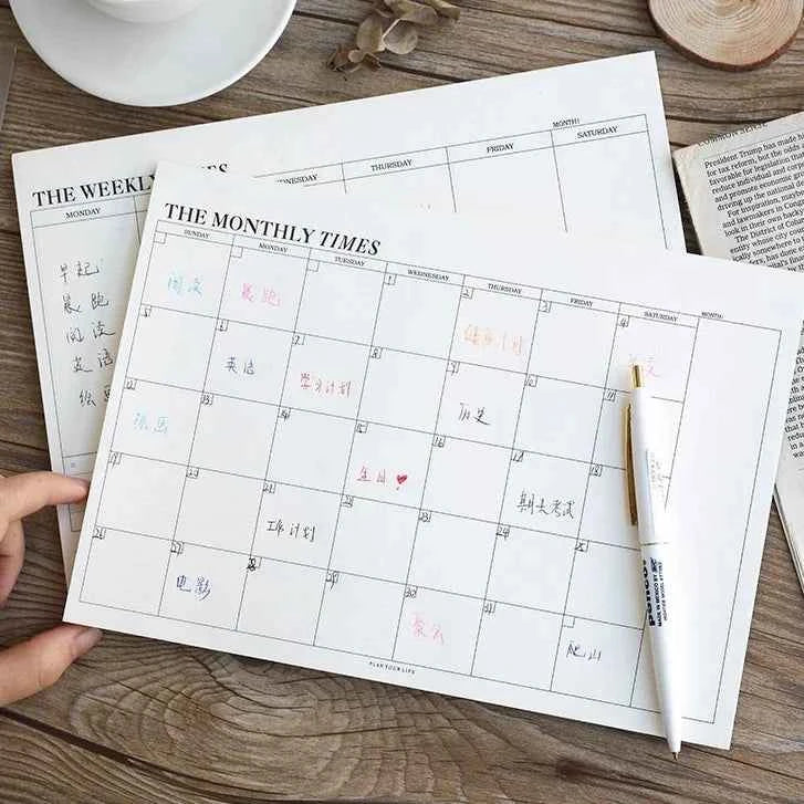 Weekly Planner Monthly Undated Agenda Notebook Schedules Study Planner Korean Stationery Office School Supplies