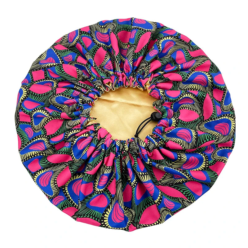 New Big Print Ankara Women Satin Bonnet Head Cover Silky Satin Elastic Sleep Cap Ladies Head Wrap Hat Hair Accessories Fashion - NamafadStore