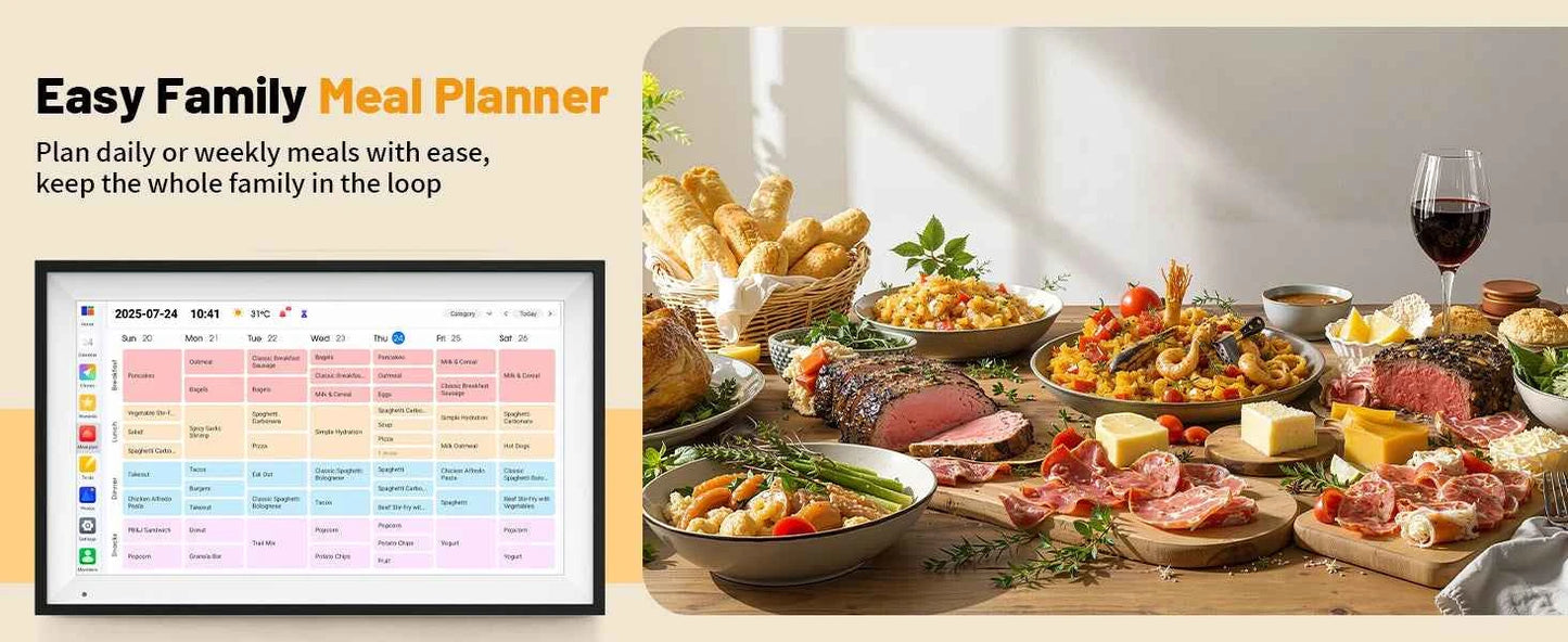 15.6 Inch Wall Planner Digital Calendar Chore Chart Smart Touchscreen Interactive Display APP Control 64GB for Family Schedules