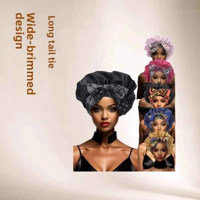 Popular New Summer New Large Streamer Shower Cap Hat Women's Daily Commuting Nightcap Adult Hat Sun Protection Cap