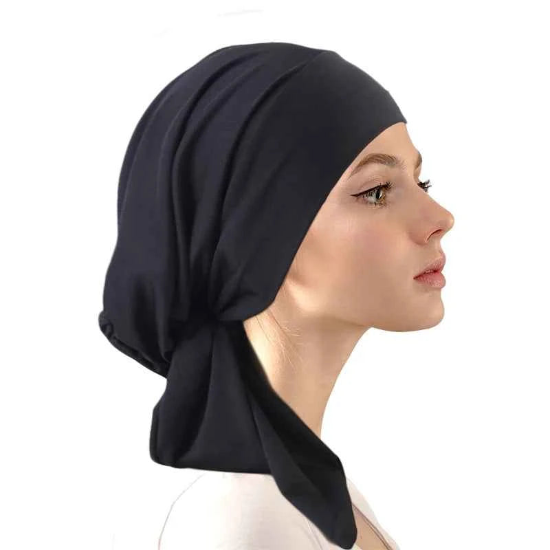 Women Muslim Turban Cap Soft Stretch Pre-Tied Hat Islamic Headscarf Turban Hat Bonnet Turbante Mujer Chemo Cap Headwear