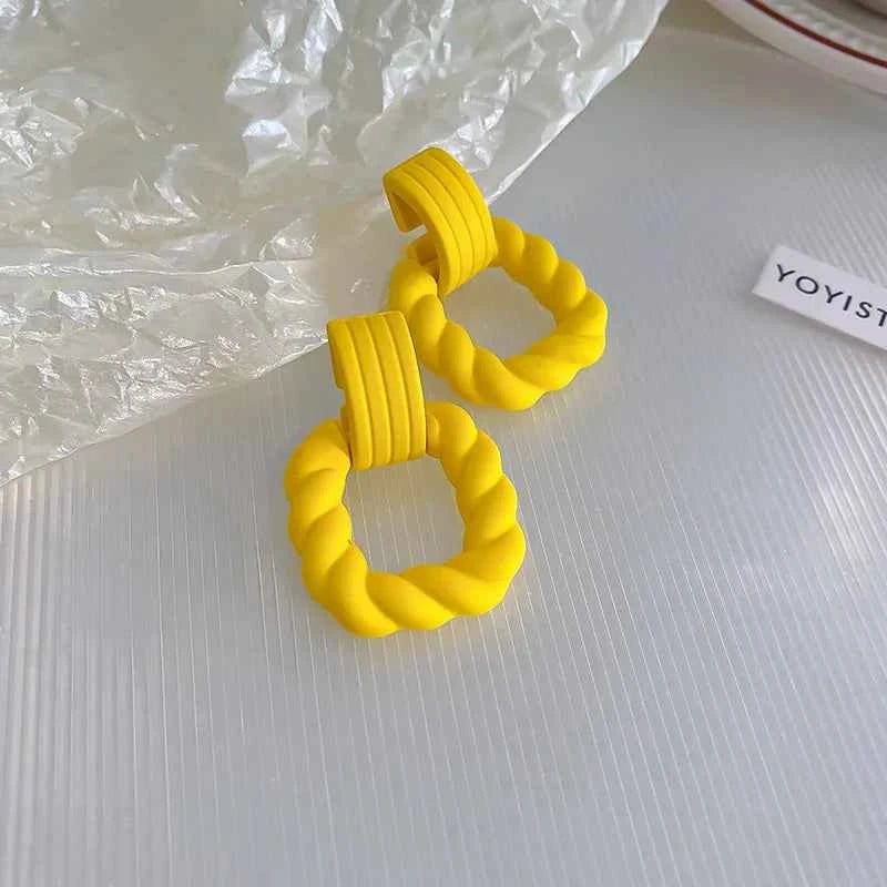 Geometry Yellow Drop Earring for Women 2023 New In Flower Earring Versatile Luxury Designer Jewelry Girls' Night