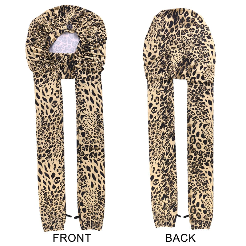 2-Piece Ice Silk Hair Bonnet & Head Wrap – Long Tube Sleep Caps
