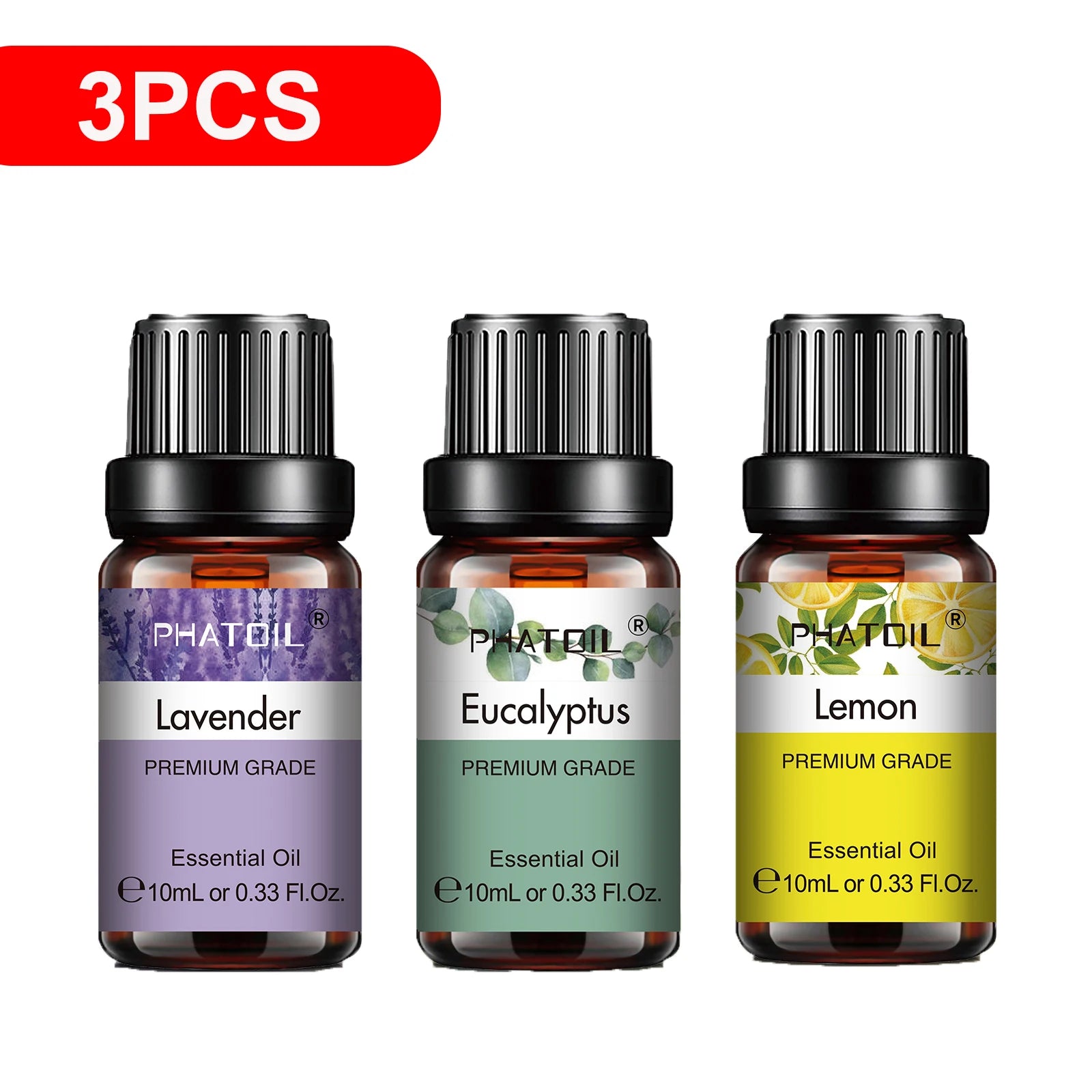 PHATOIL Natural Plant Essential Oil 10ml Eucalyptus Rose Lemon Bergamot Vanilla Peppermint 1PCS Aroma Essential Oil For Diffuser - NamafadStore