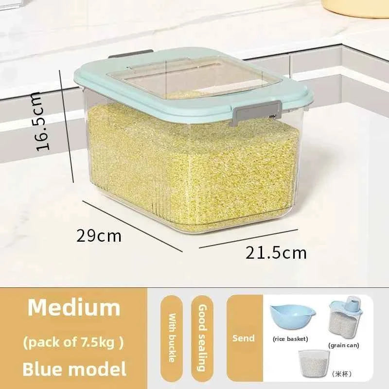 Kitchen Storage Box Rice Barrel Sealed Moisture Proof Bug Resistant Flour Tank Grain Storage Container Home Organization Bin
