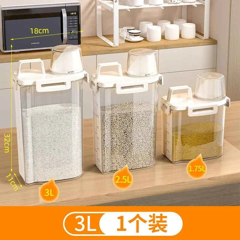 1.75/ 2.5/3L Food Grade Grain and Miscellaneous Grain Storage Box, Rice Bucket Storage Tank, Sealing Tank, Kitchen Utensil New