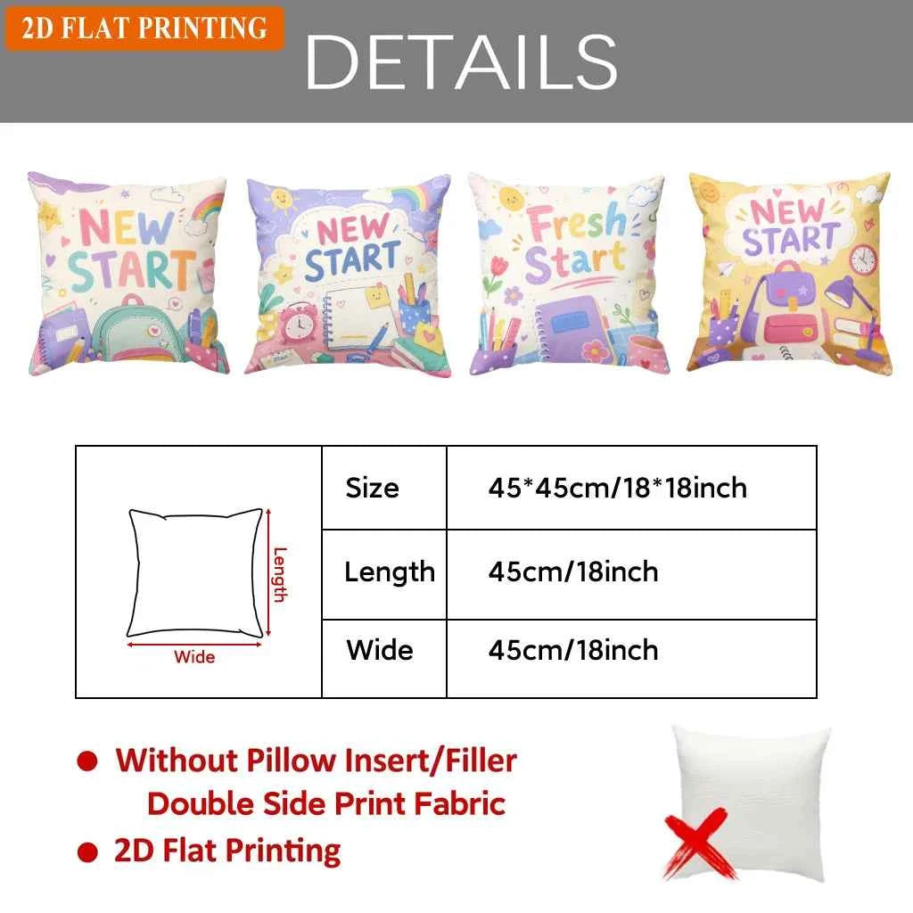 Cute New Start Back to School Pillow Covers Throw Pillow Cases Planner Theme Decor for Girls Nursery Room Home Accents Aesthetic
