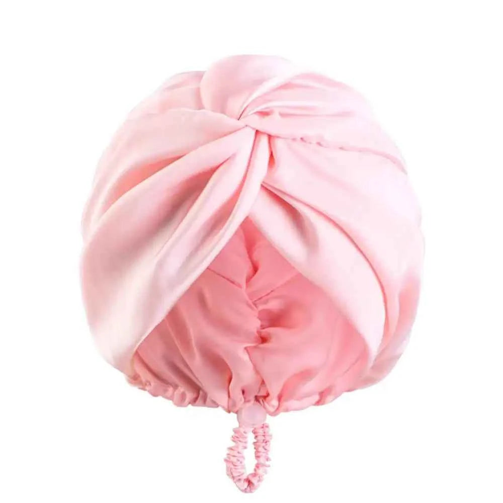 Hot Silk Turban Bonnets For Women Satin Bonnet Hat Double Layer Hair Wrap Adjustable Knotted Hat Care Turban Satin Sleep Hat