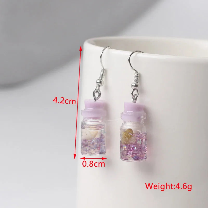 Purple Color Women Dangle Earrings Small Round Unusual Earrings Fashion Flower Butterfly Hanging earrings pendientes mujer