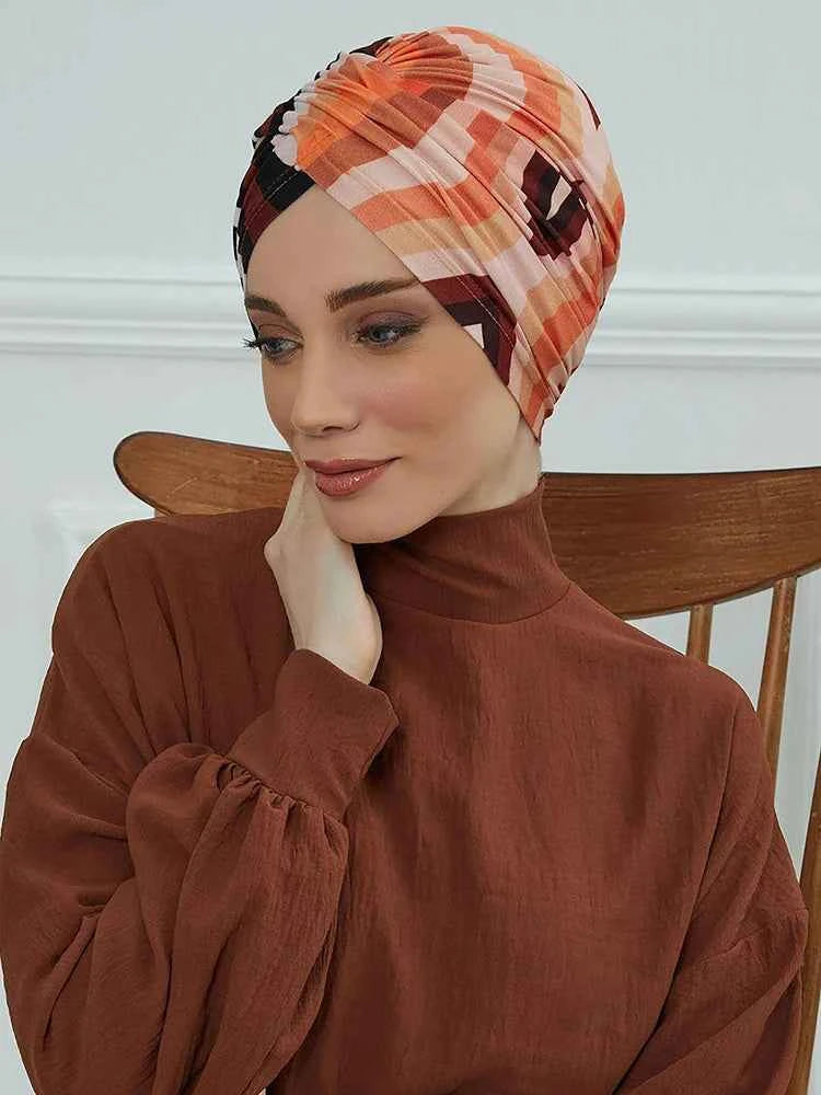 Floral Instant Muslim Turban Hijab for Women – Turkish Style Islamic Headwear Wrap Head Scarf Hair Accessories Hat