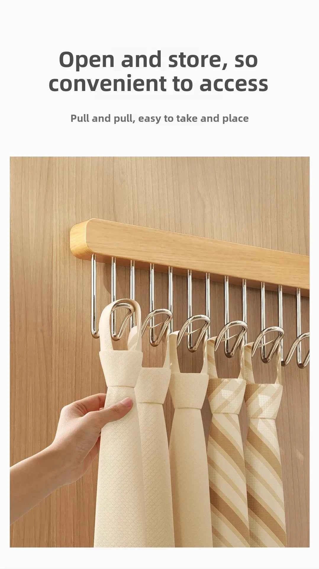 8/12 Hooks Retractable Wood Clothes Hanger Multi-functional Bra Storage Hanger Wall-mounted Wardrobe Hanger Clothes Organizer
