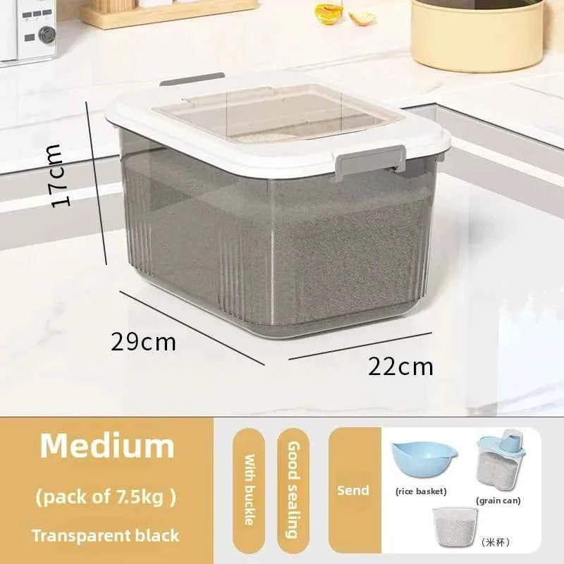 Kitchen Storage Box Rice Barrel Sealed Moisture Proof Bug Resistant Flour Tank Grain Storage Container Home Organization Bin