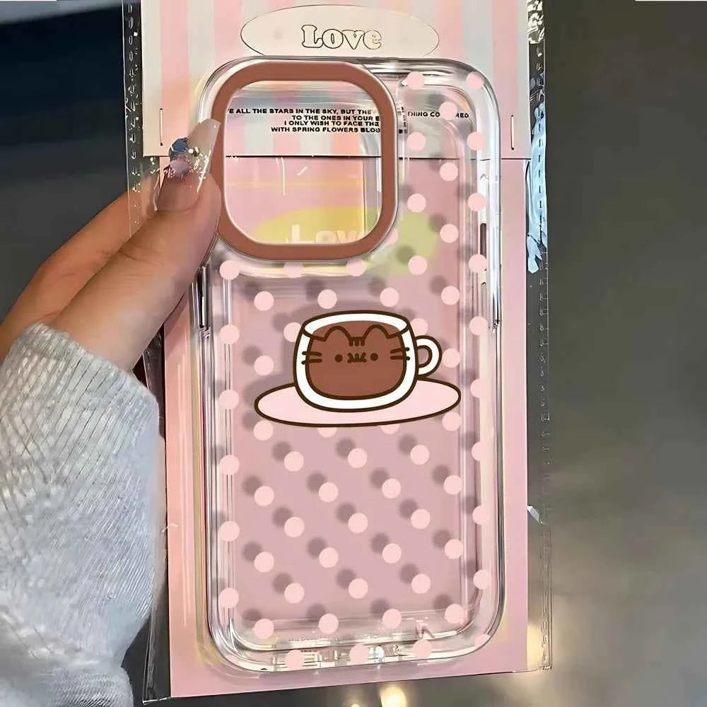 Cute P-Pusheens Cat Phone Case For iPhone 17e 17 16 16e 15 14 13 12 11 Mini Pro Max X XR XSMax 7 8 Air Plus Transparent