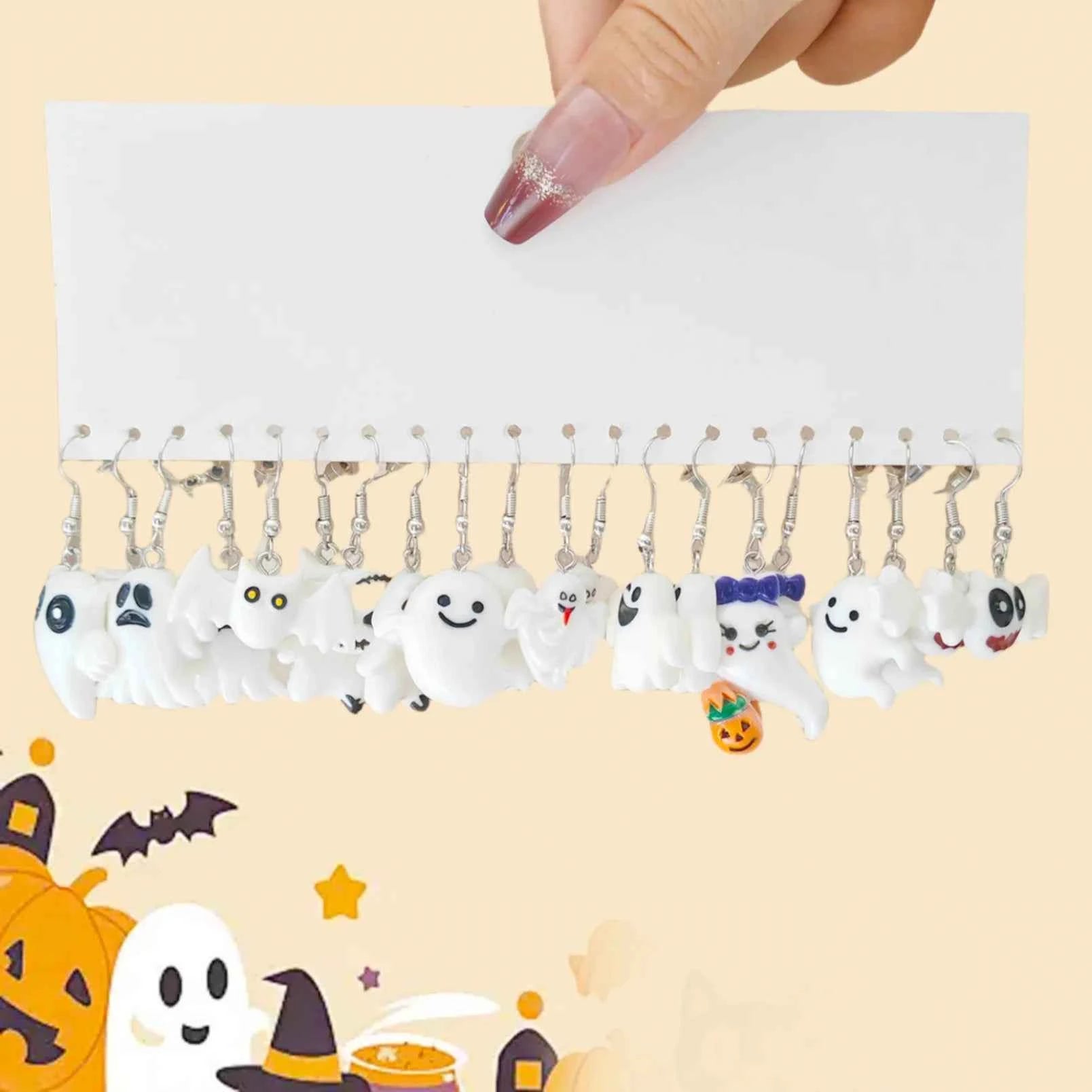 Halloween Resin Earrings Fun Creative Simulation Pumpkin Ghost Demon Clown Earrings Set