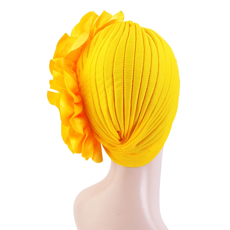 New Woman Muslim Hijab Caps With Big Flower Turban Bonnet Islamic Wrap Head Inner Cap for Hijabs Trendy Headdress - NamafadStore