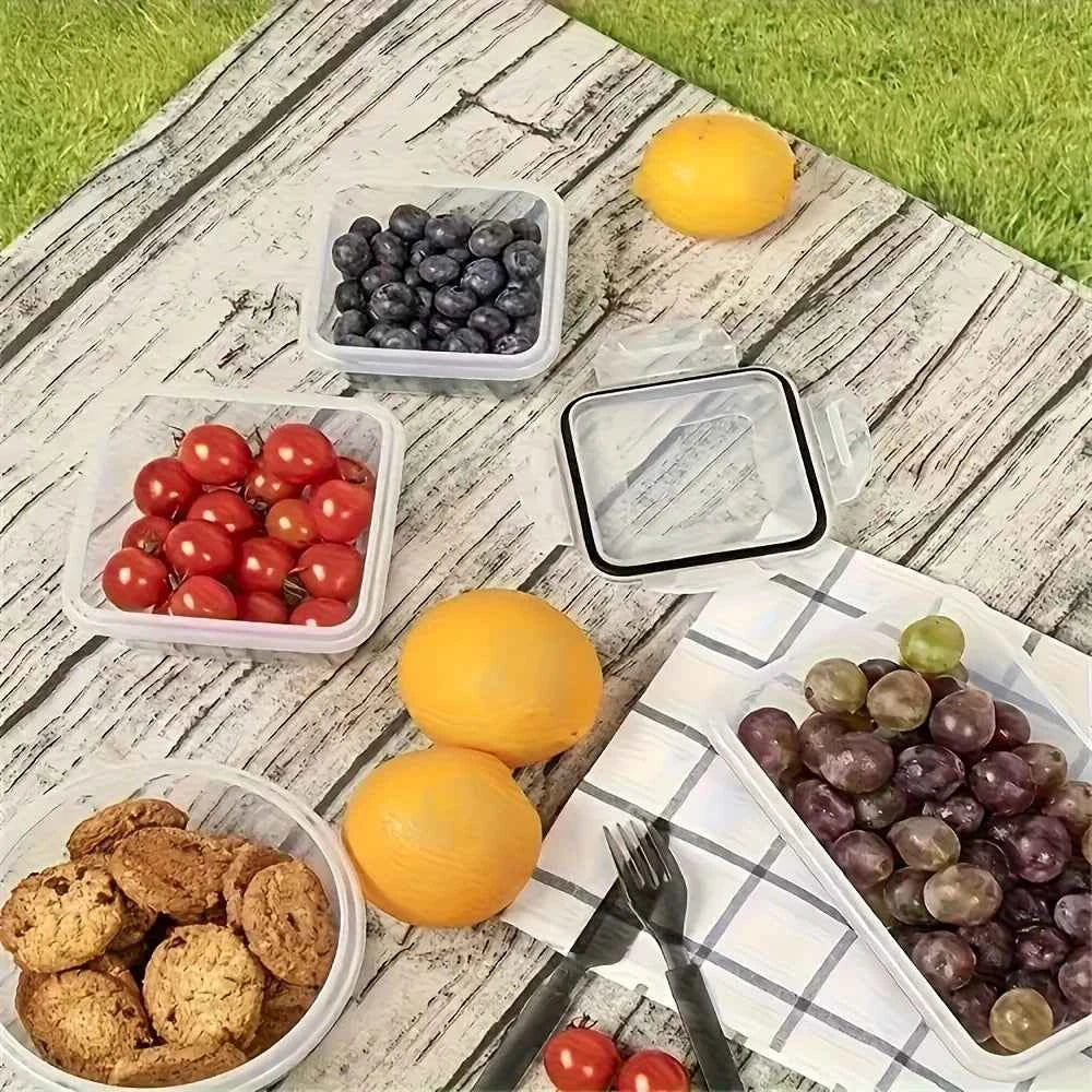 Clear Kitchen Food Storage Container Set - Microwave Safe, Multifunctional Plastic Lunch Box with Lid + 24 Chalkboard Labels