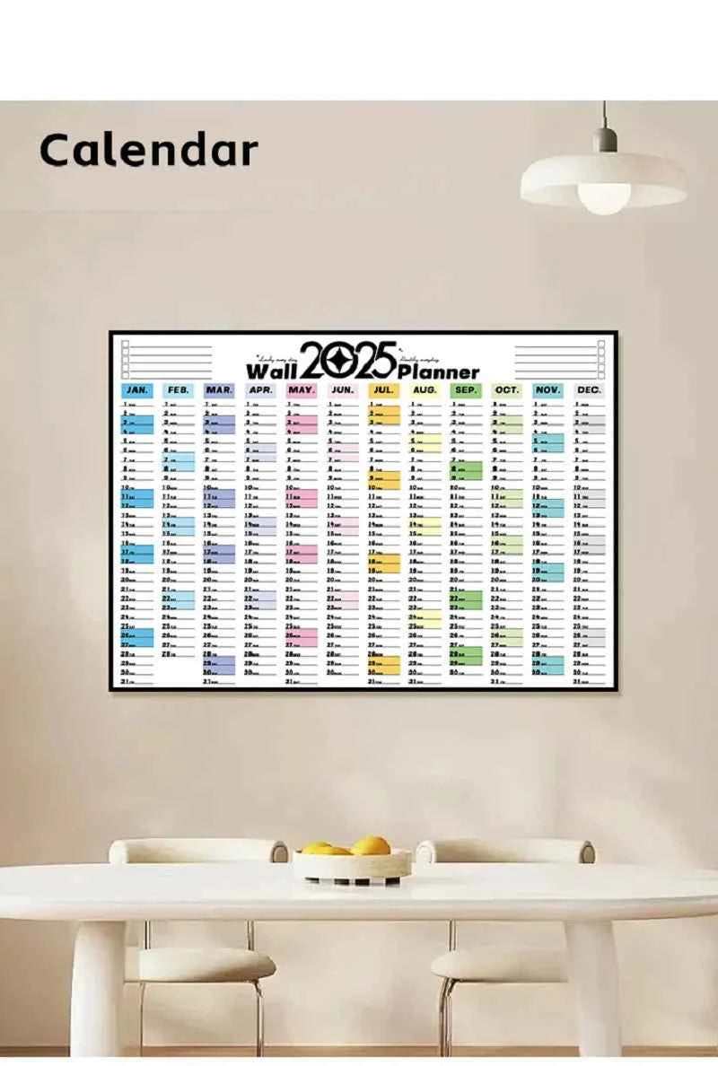 Large 2025 Schedules Calendar Planner Monthly Paper Weekly Planning Notepad Notebook Agenda Wall Calendar 365 Day Plan Hanging