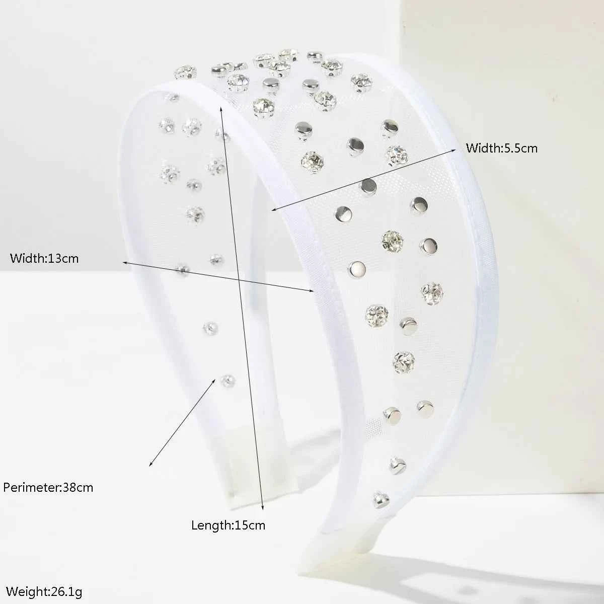 Pearl Headband Korean Fashion Simple Trendy Rivet Mesh Wide Headband for Women High-end Daily Versatile Hair Accessory