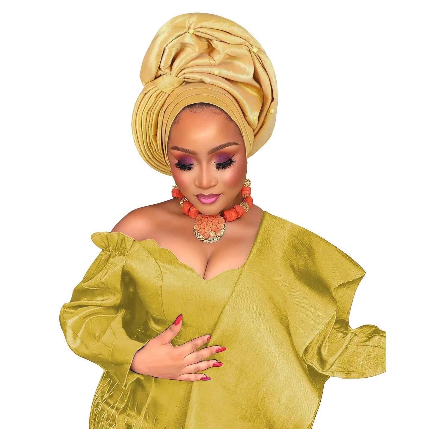 Nigeria Wedding Geles Shiny Turban Cap for Women Muslim Hijab Bonnet Head Wrap African Autogele Headties Already Made Headpiece