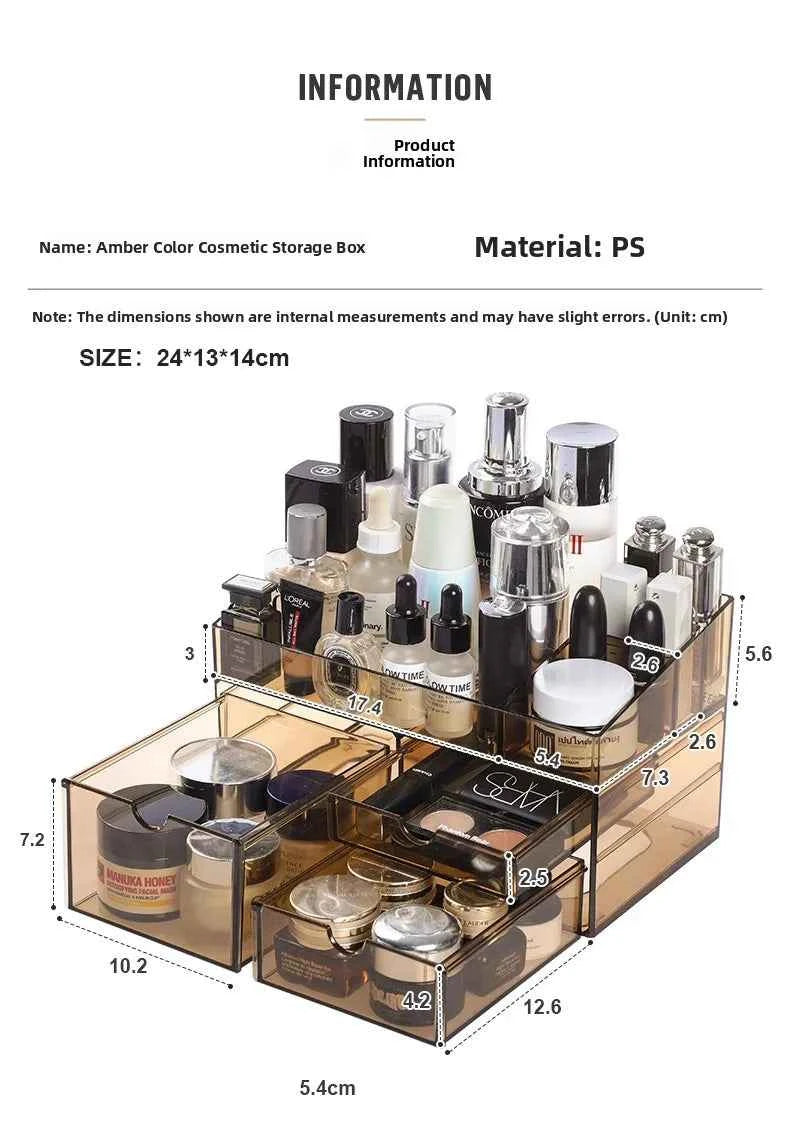 Acrylic Cosmetic Storage Box Desktop Skincare Product Organizer Transparent Lipsti Case Creative Home Organization Solution