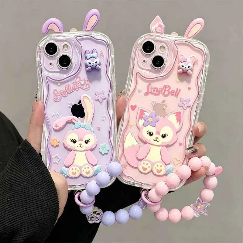 Adorable LinaBell StellaLou Chain Cover For Iphone 17 Pro Max 17 Air 16 15 14 13 12 11 Pro Max Plus 12 mini 3D Ear Disney Case