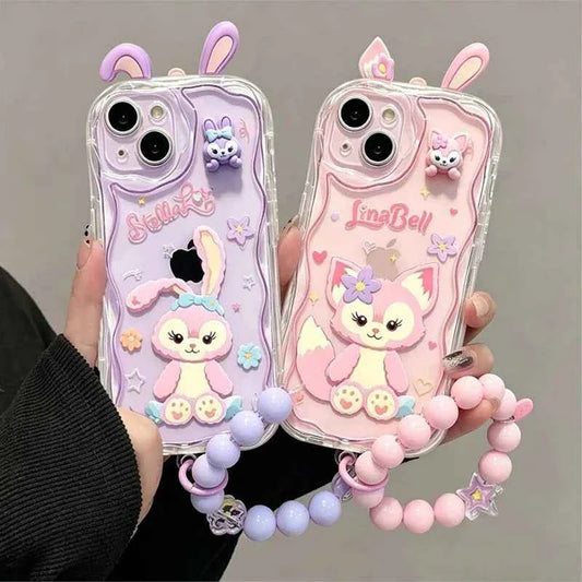Adorable LinaBell StellaLou Chain Cover For Iphone 17 Pro Max 17 Air 16 15 14 13 12 11 Pro Max Plus 12 mini 3D Ear Disney Case