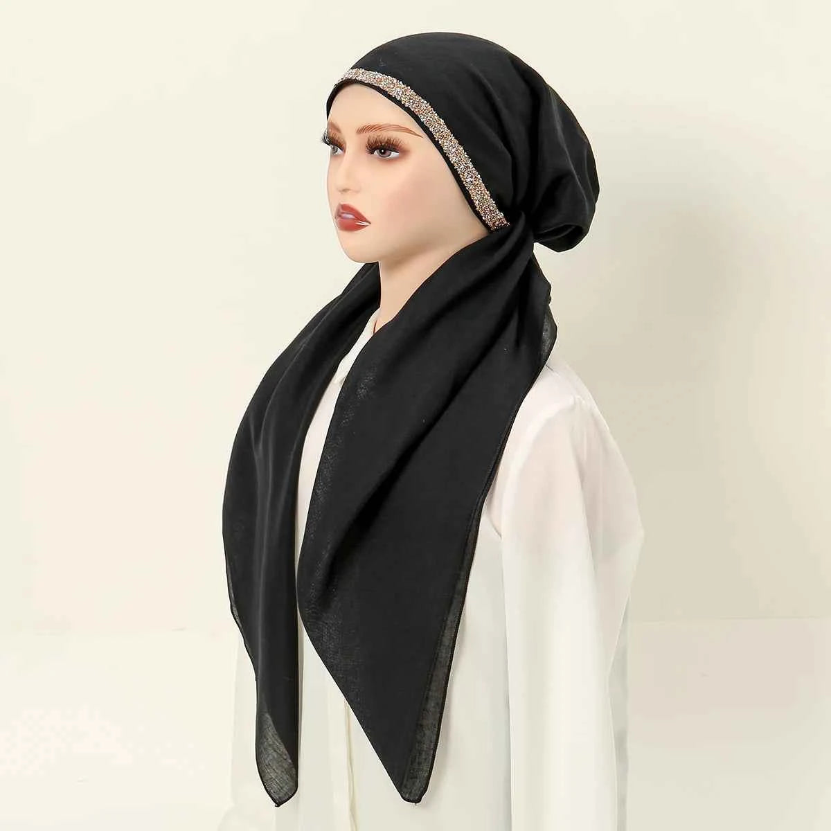 Instant Turban Scarf Muslim Women Hijab Senior Hot Fix Headband Soft Plain Elastic Bonnet Thin Breathable Night Cap Wraps