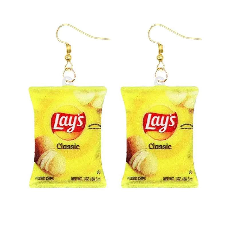 Earrings for Women Earrings Acrylic Cute Snacks Potato Chips Girls Foods Funny